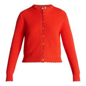 Time & Tru Textured Knit Cardigan Womens XXXL Red Button Front Scalloped Hem NWT